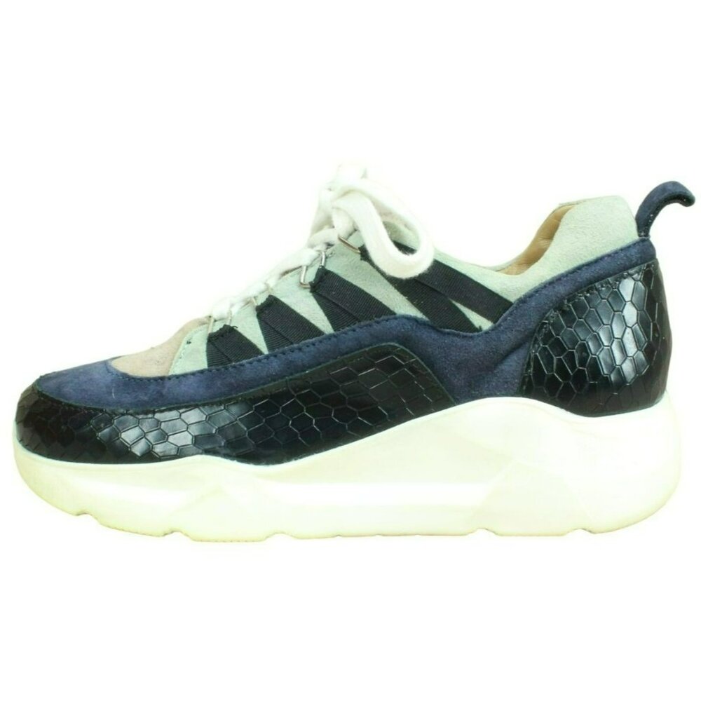 Aquatalia Navy Suede Lace Up Low Top Waterproof Casual Sneaker Shoes Size 7.5
